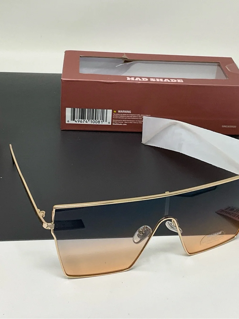 Mad Shade  Sunglasses flat top shield Gradient blue peach